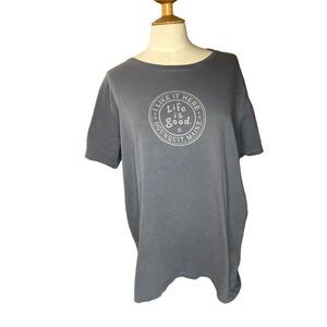 Life is Good Women's Crusher Tee Gray Short Sleeve Size L Casual